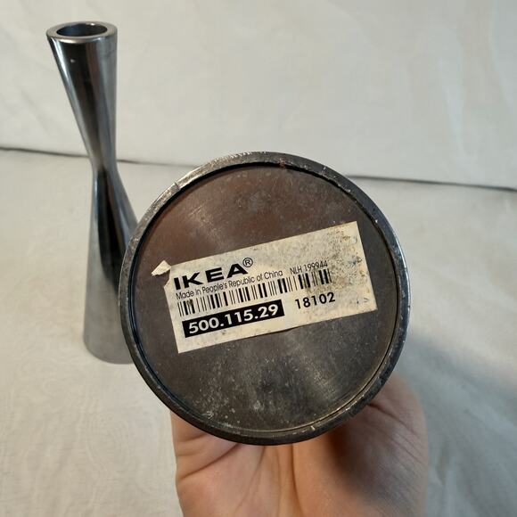Erika Pekkari IKEA Scandinavian Candle Holders Set 2 Metal Heavy Vintage - Picture 4 of 7